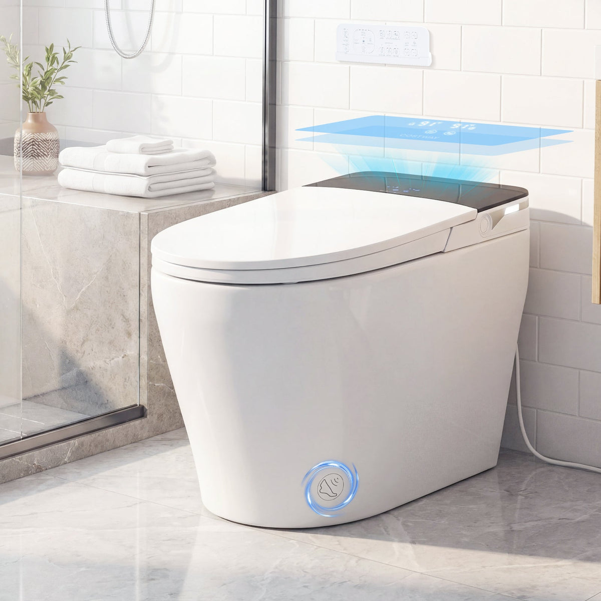 Smart Toilet with Built-in Bidet ADA Height with Auto Flush and Heated Seat and Remote