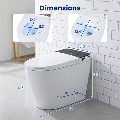 Smart Toilet with Built-in Bidet ADA Height with Auto Flush and Heated Seat and Remote